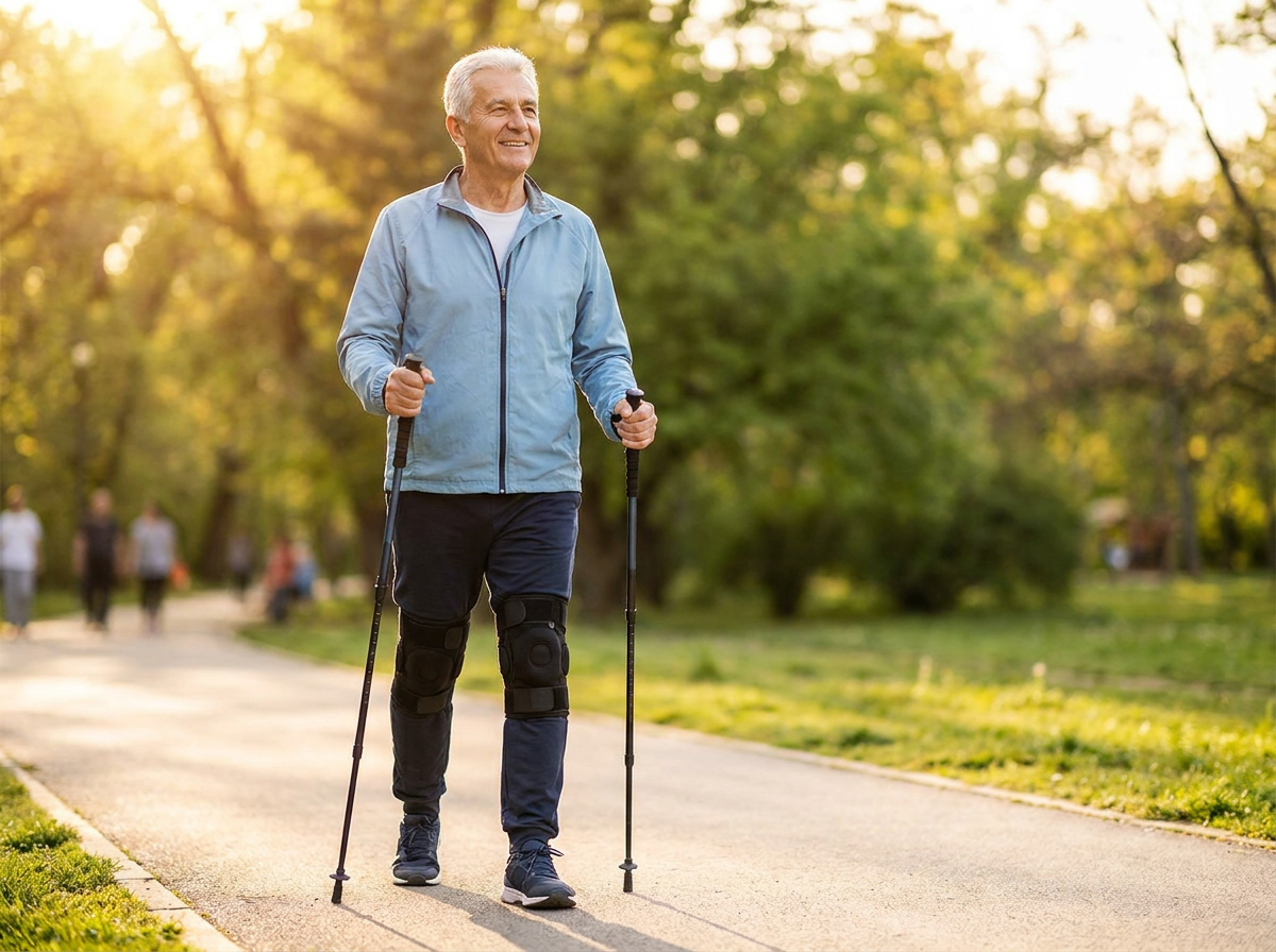 Active senior wearing custom orthopaedic bracing support - Sudbury
